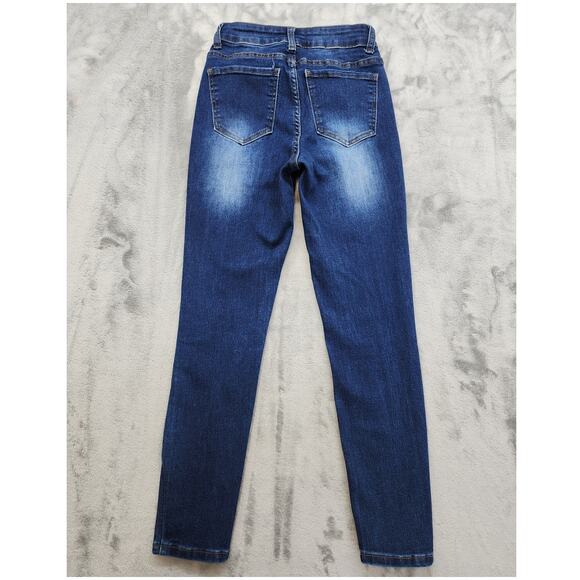 Love Soho Jeans Womens 3 Juniors Blue Mid Rise Skinny Dark Wash Stretch Denim - Picture 3 of 11